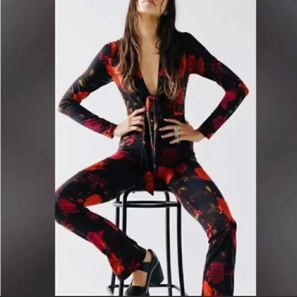 Free People floral elastane fitted